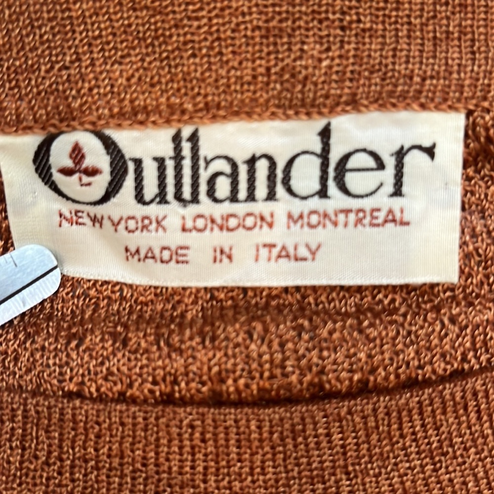 Outlander Vintage Dress Thin Knit Long Sleeve Made in Italy Medium Pumpkin Fall - Picture 7 of 15